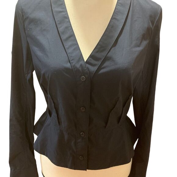 Rag and Bone Victorine Navy Blue Peplum Button Down V-Neck Blouse, Women’s Small - Picture 1 of 16